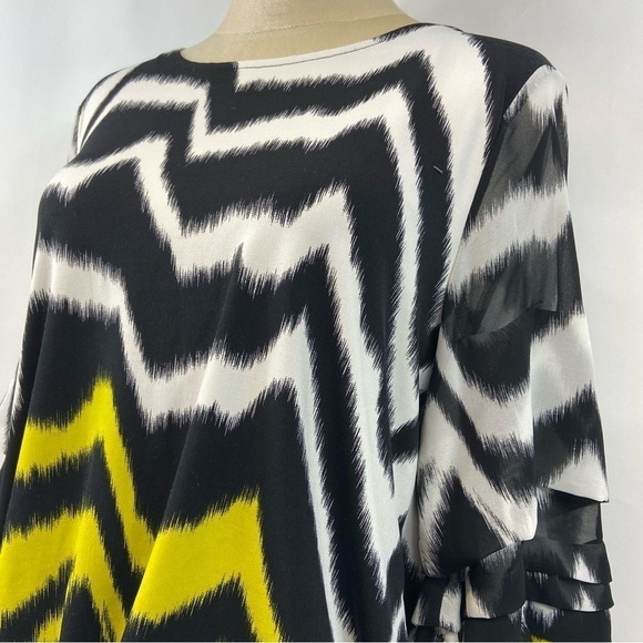 Alfani Zebra Stripe 3/4 Bell Sleeve Blouse, PM - Picture 2 of 12